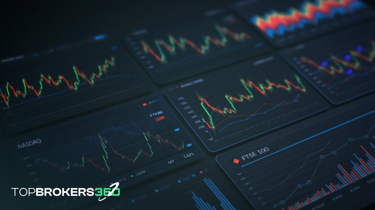Principales índices mundiales como Nasdaq, Dow Jones, FTSE 100 y Nikkei 225 muestran el rendimiento del mercado para inversores globales.