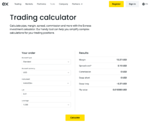 Exness Trading Calculator